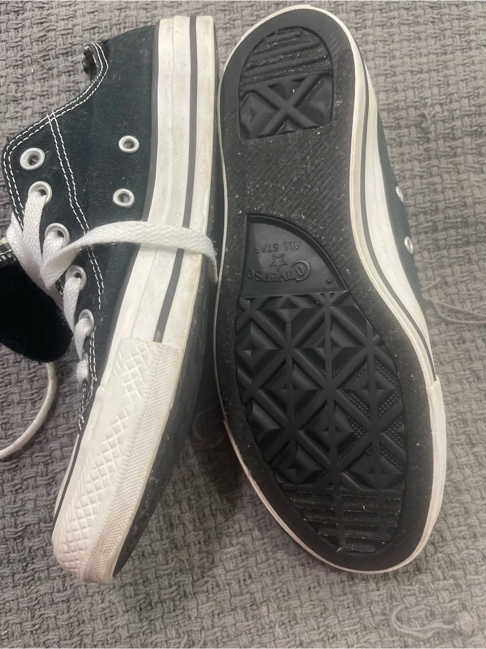 Converse All Star women’s black checkered  Canvas Low-Top Sneakers - Picture 3 of 9